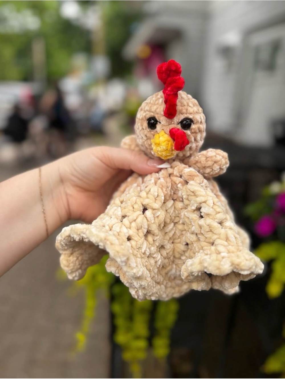 Handmade Crochet Chicken Lovey Security Blanket